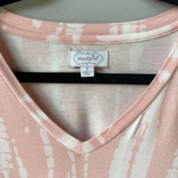 ☀️Mud Pie V Neck Peach Tie Dye Tee - Picture 3 of 4